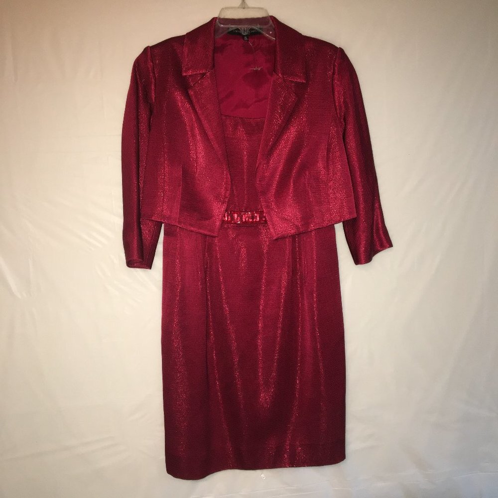 Carmen Marc Valvo Collection Size 8 Red Dress with Jacket - Picture 1 of 16